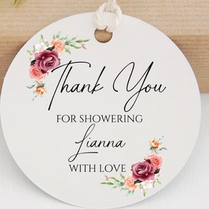 Wedding Shower Favor Tags, Personalized Bridal Shower Tags, Favor Tags, Gift Tags, Shower with Love