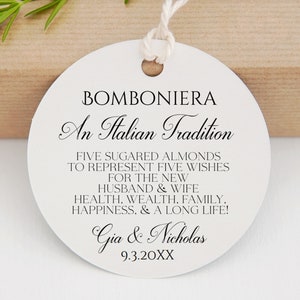 Etiquettes de faveur de mariage, Etiquettes de mariage personnalisées, Etiquettes de faveur, Étiquettes pour cadeaux, Etiquettes de faveur sur le thème Bomboniera