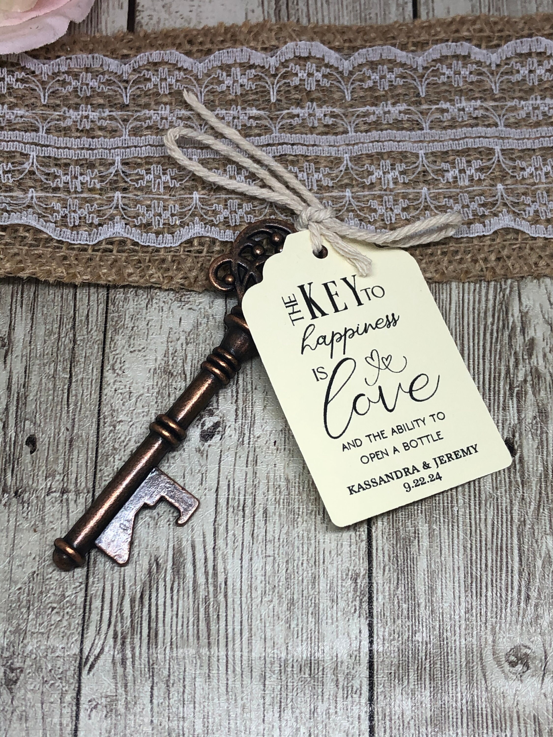 2.7x 1.9 Wedding Favor Tags Gold Foil Tags Key | Etsy