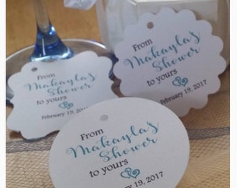 2" From My Shower to Yours, Bridal Shower Favor Tags, Baby Shower Favor Tags, Thank You Favor Tags