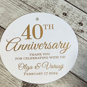 Grandes étiquettes de cadeau d'anniversaire de 3 po., étiquettes en feuille d'or, étiquettes de faveur d'anniversaire de mariage, étiquettes cadeaux, étiquettes de faveur, fête d'anniversaire, choisissez vos couleurs