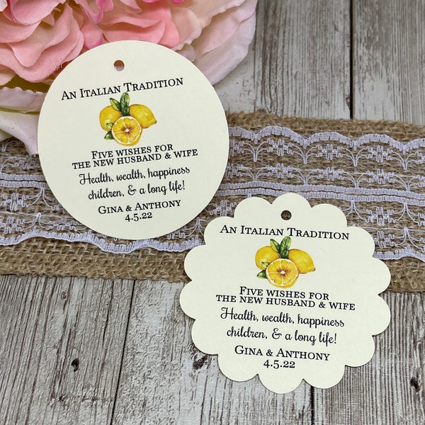 Wedding Favor Tags, Jordan Almond Favor Tags, An Italian Tradition Sugared Almond Verse, Pick Your Card Stock
