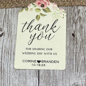 Floral Wedding Favor Tags: Personalized Thank You Gift Tags, 2.25&quot; x 1.5&quot; Size
