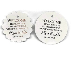 2&quot; Personalized Wedding Tags, Foil Wedding Favor Tags, Gold Foil Tags, Foil Wedding Tags, Thank You Welcome Favor Tags Mint Burgundy Blush +