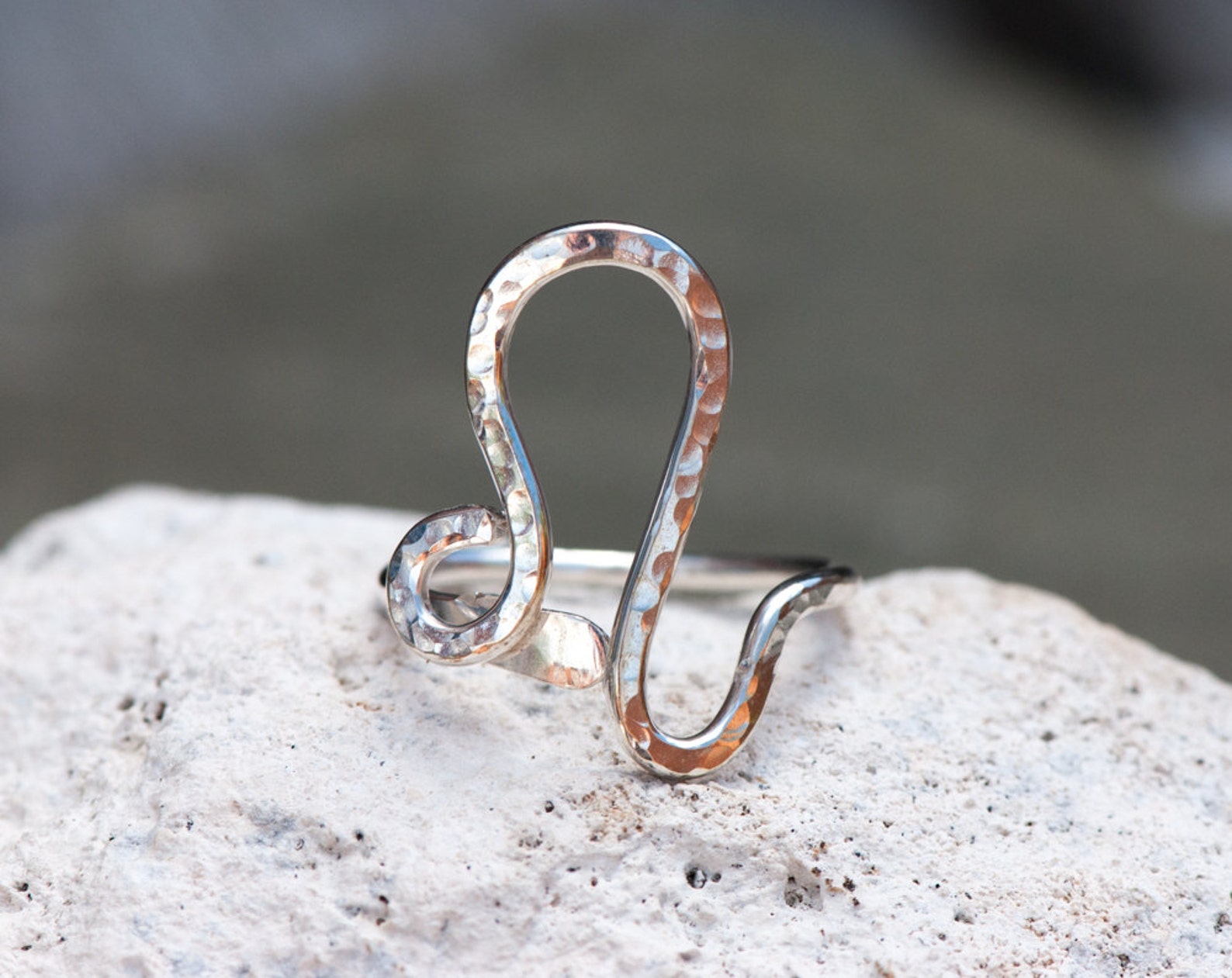 Leo Ring, Leo Horoscope Ring, Adjustable Sterling Silver Ring, Middle ...