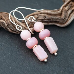Peruvian Pink Opal Earrings, Pink Natural Stone Earrings, 925 Sterling Silver Earrings, Heart Chakra, Peace and Tranquility