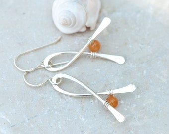 Orange Cancer Awareness Ribbon Earrings, Leukemia Cancer Survivor Ribbon, Multiple Sclerosis Ribbon, Cancer Support