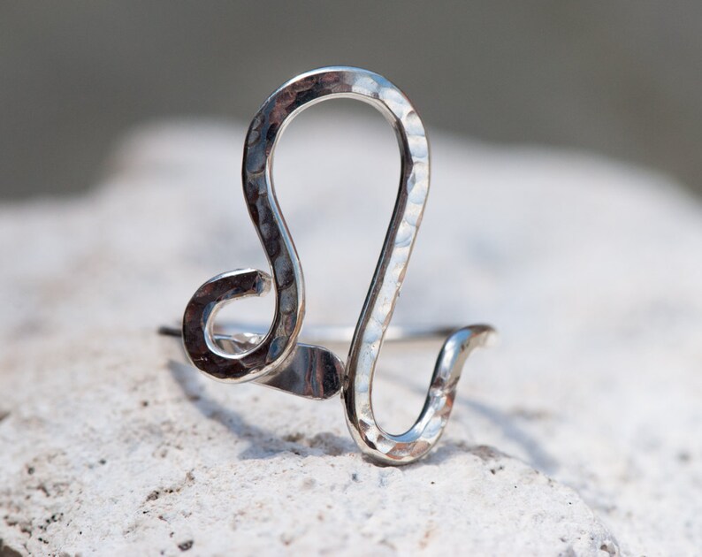 Leo Ring Leo Horoscope Ring Adjustable Sterling Silver Ring Etsy