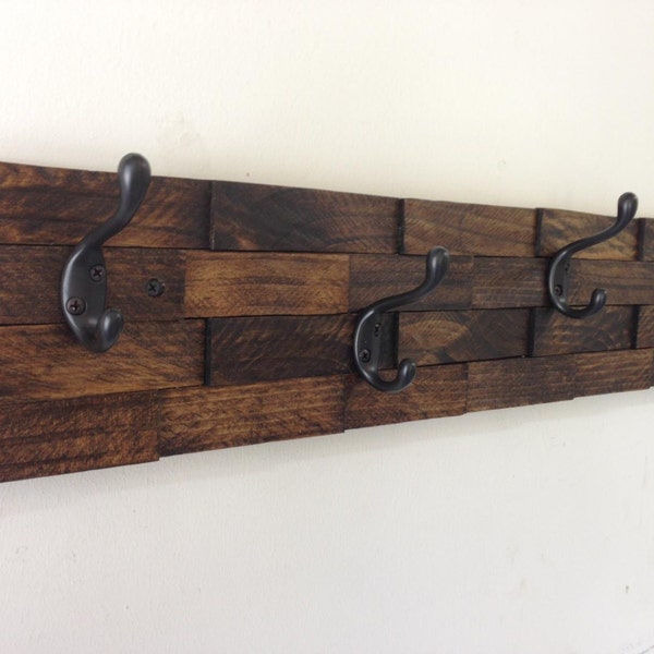 Rustic wood coat rack, entryway storage, wall coat rack, 4 hooks or 5 hooks, coat hanger, coat hook rack, towel rack, industrial coat rack