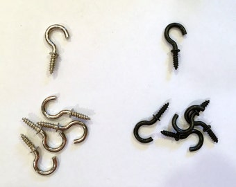 Small cup hooks, 1/2 inch cup hooks, set of 10 or 20 or 25, key hooks, screw hooks, jewelry hooks bronze hooks silver hooks nickel cup hooks