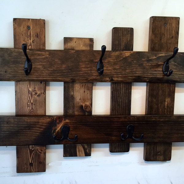 Reclaimed wood coat rack, entryway storage wall coat hook rack, towel rack, coat hanger, wall coat hooks, rustic coat rack, 5 hooks