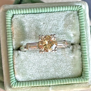 Vintage Platinum Fancy Brown Diamond Ring – Mid-Century Elegance