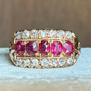 Edwardian Ruby and Diamond Ring in 18k Gold