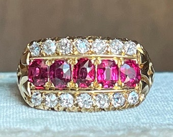 Edwardian Ruby and Diamond Ring in 18k Gold