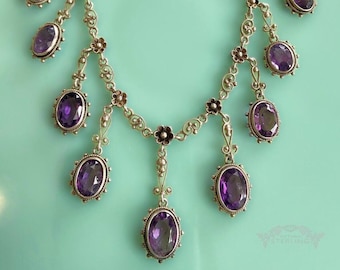 Collana in argento con pendente in ametista Arts and Crafts da 16"