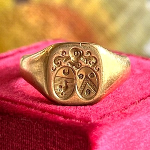 Antique French 18k Gold Signet Ring, c. 1890 Size 6.75