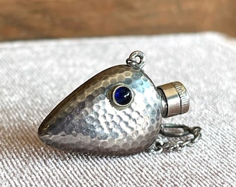 Antique Hammered Silver Perfume Bottle Pendant
