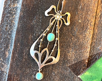 Edwardian Türkis Perle Tropfen Anhänger Gold