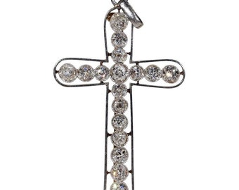 Antique Edwardian Diamond Cross in 18k Gold and Platinum