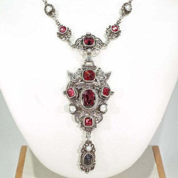 Austro Hungarian Silver Garnet Pearl 