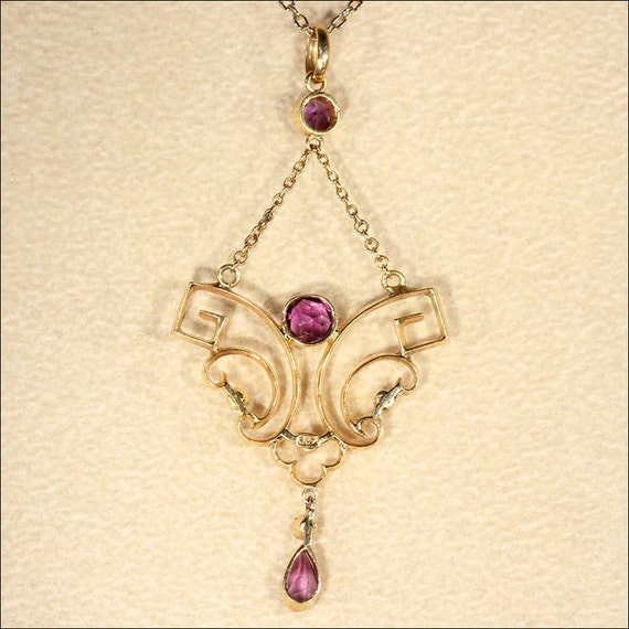 Antique Edwardian Amethyst and Pearl Lavaliere Pe… - image 3