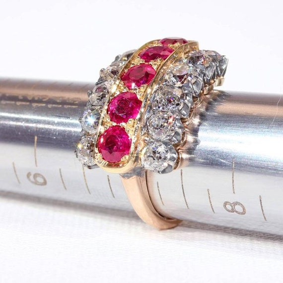 Antique Victorian Diamond and Ruby Ring Size 7.25 - image 7