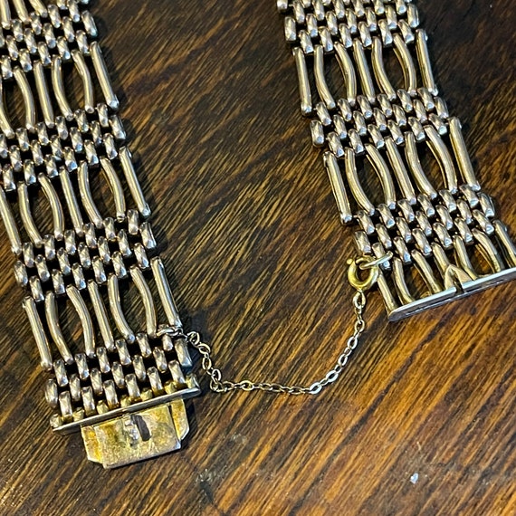 Antique Edwardian Gate Collar Necklace 9k Gold - image 7
