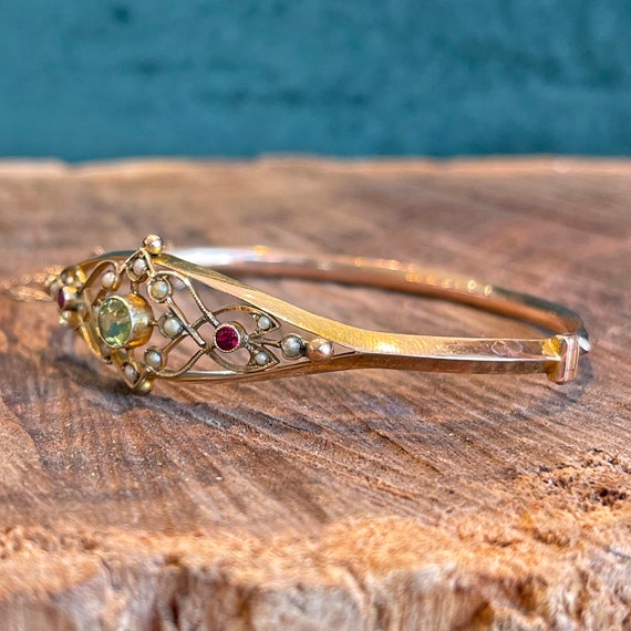 Antique Edwardian Suffragette Bangle Bracelet wit… - image 6