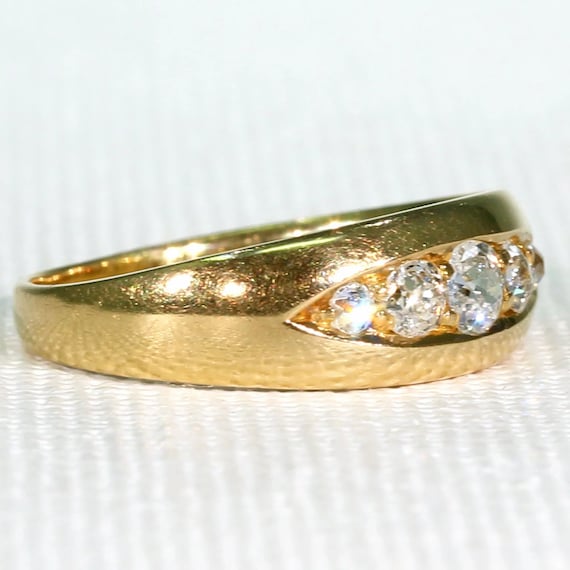 Antique Edwardian 5 Stone Diamond Ring 18K Gold S… - image 2