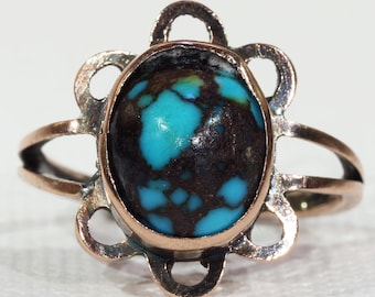 Antique Arts & Crafts Gold Turquoise Ring