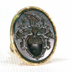 Georgian Intaglio Seal Fob Pendant 18k Gold Bloodstone