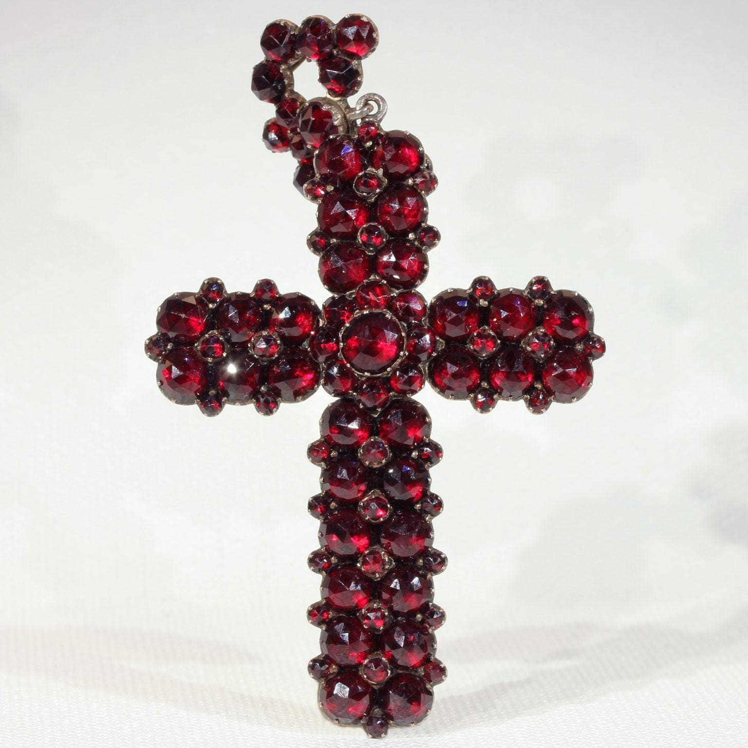 Antique Victorian Bohemian Garnet Cross 