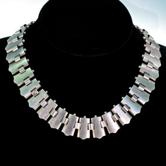 Antique Victorian Silver Collar Necklace 16" - image 2