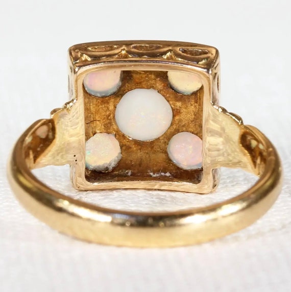 Art Deco Opal Diamond Gold Ring - image 6