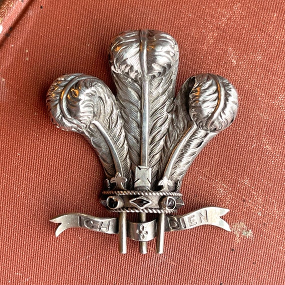 Victorian Silver Engraved Prince of Wales Brooch … - image 3