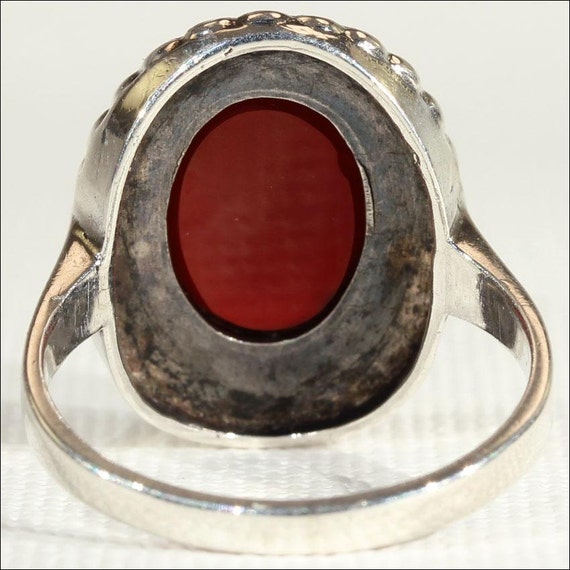 Vintage Art Deco Silver Carnelian and Marcasite R… - image 3