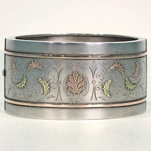 Antique Victorian Sterling Silver Cuff Bangle Bracelet