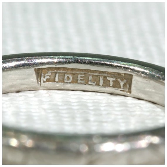 Antique Platinum Wedding Band Ring Inscribed 'Fid… - image 10