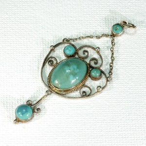 Antique Silver Turquoise Drop Pendant