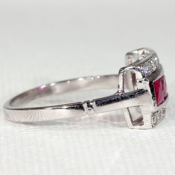 Ruby Diamond White Gold Cocktail Ring Size 6.5 - image 3