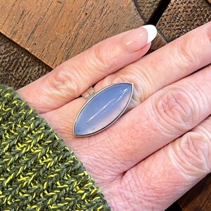 Vintage Silver and Chalcedony Ring Swedish Size 5.5
