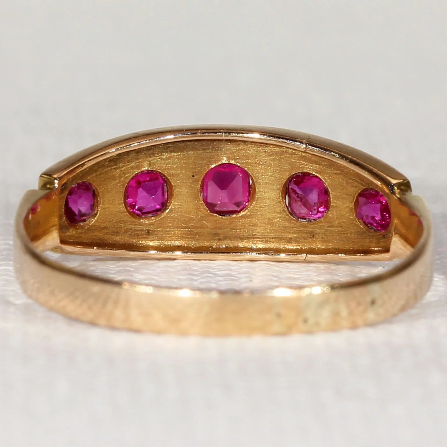 Victorian 5 Stone Ruby Ring in 15k Gold Size 7.75 Birmingham | Etsy