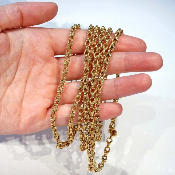 Antique French Long Guard Chain 52 inches 18k Gold - image 7