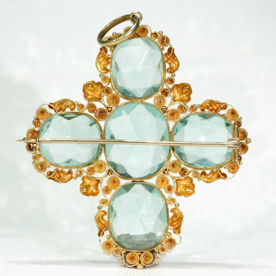 Antique Georgian Cross Paste Gold Pendant - Gem
