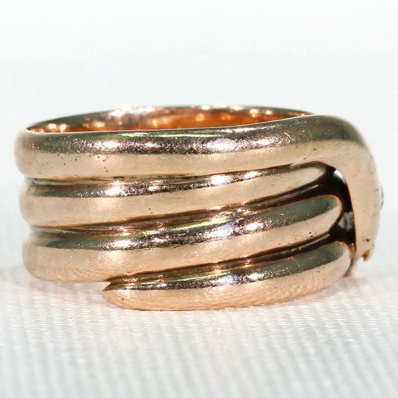 Extra Wide Antique Diamond Snake Ring 9k Gold Siz… - image 3