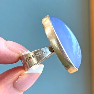 Vintage Silver and Chalcedony Ring Swedish Size 5.5