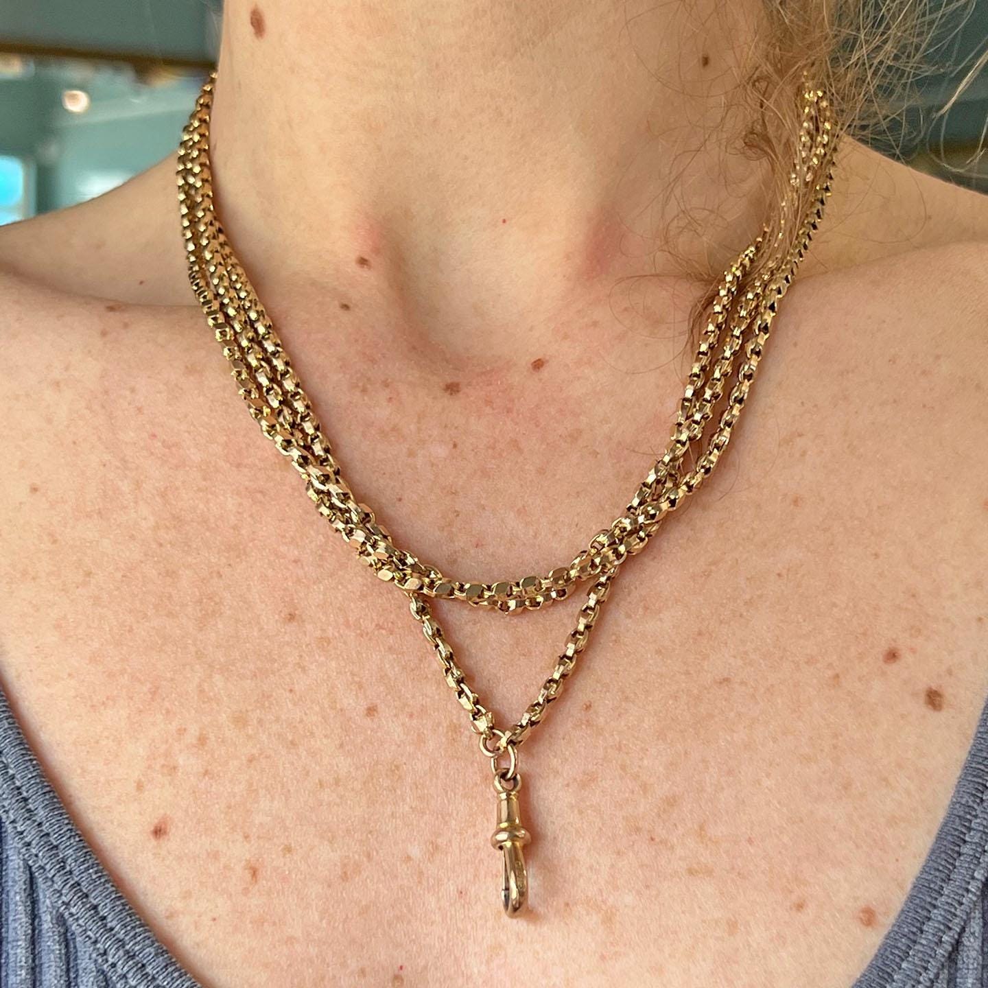 JＰG/ vintage mulch chain long necklace Antique Victorian Gold Chain Long Guard C.1890 54