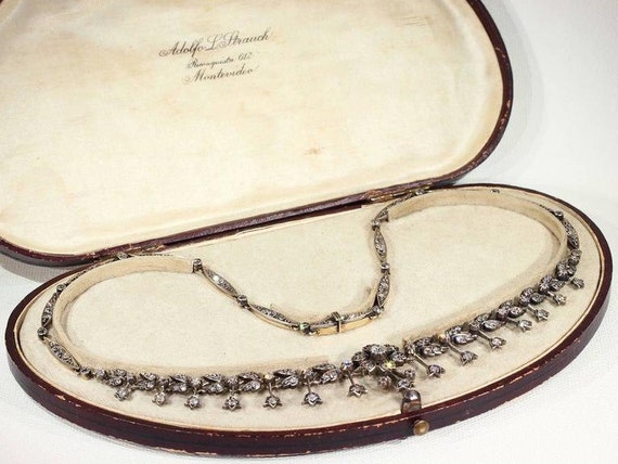 Antique Victorian Floral Design Diamond Necklace - image 6