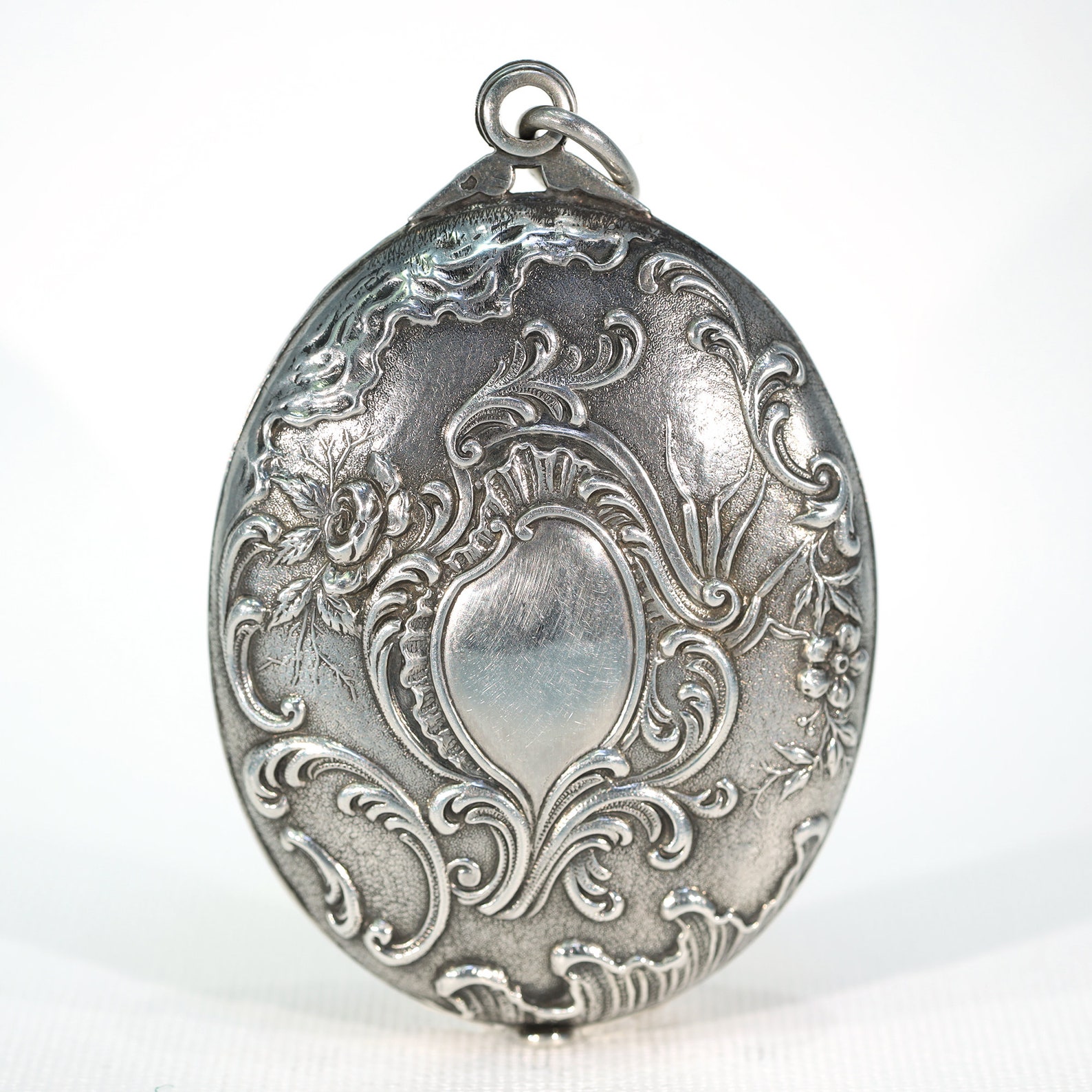 French Silver Repousse Compact Slide Locket Pendant Antique - Etsy