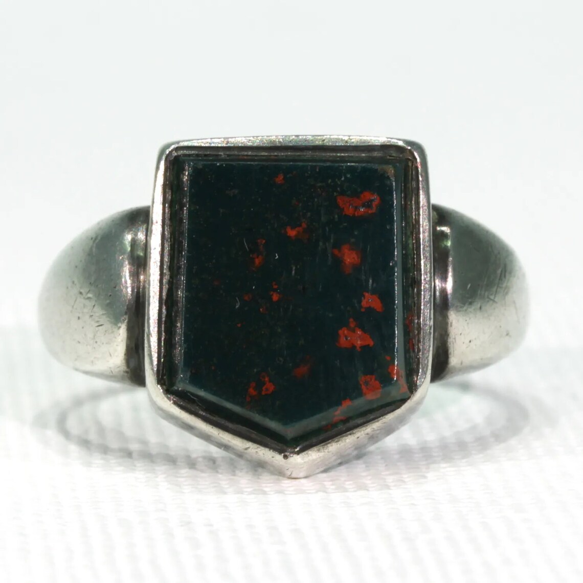 Antique Victorian Men's Bloodstone Silver Ring Etsy